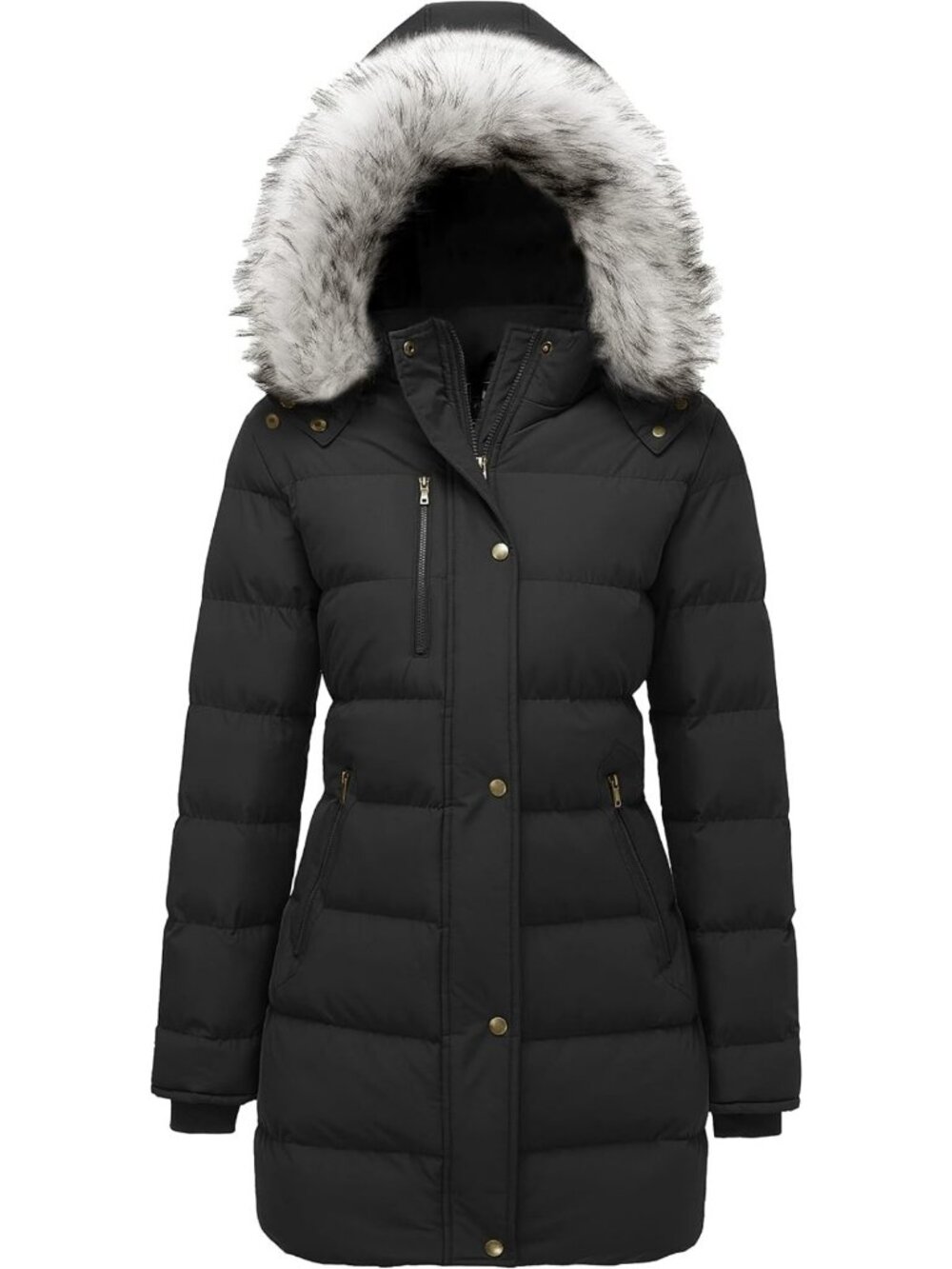Cozy Women's Winter Puffer Parka Jacket with Faux Fur Hood - Warm & Stylish